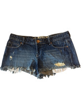 Mossimo Y2K High Rise Distressed Denim Cutoff Shorts Size 9 Blue Jean Cotton