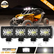 4x 4''inch LED Work Light Bar Pods Flood Spot Fog for Can-am Polaris RZR ATV UTV