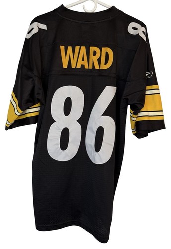 VTG Reebok On-Field NFL Pittsburgh Steelers #86 Hines Ward Home Jersey Black LG - Picture 5 of 16