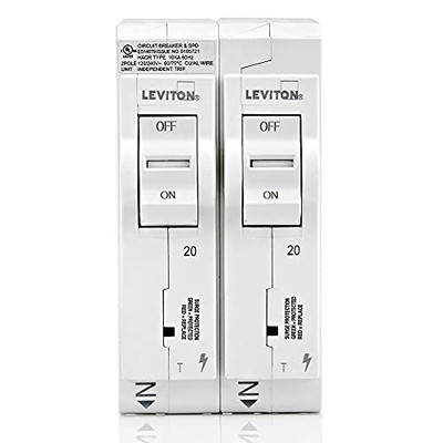Leviton 20 Amp Circuit Breaker with Type 1 Whole Home Surge Protection 120V