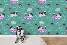 3D Dog Bone Paw Prints Cartoon Pattern Wall Murals Wallpaper Murals Wall Sticker