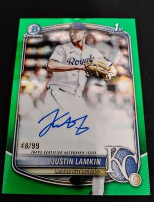 2025 Bowman Chrome Justin Lamkin Auto TRUE GREEN Refractor!🔥 #/99