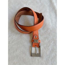 JPL Women's Orange Leather Belt with Silver Buckle