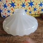 Antique Opalescent Milk Glass Shade Pendant Light Umbrella Industrial Style 9”