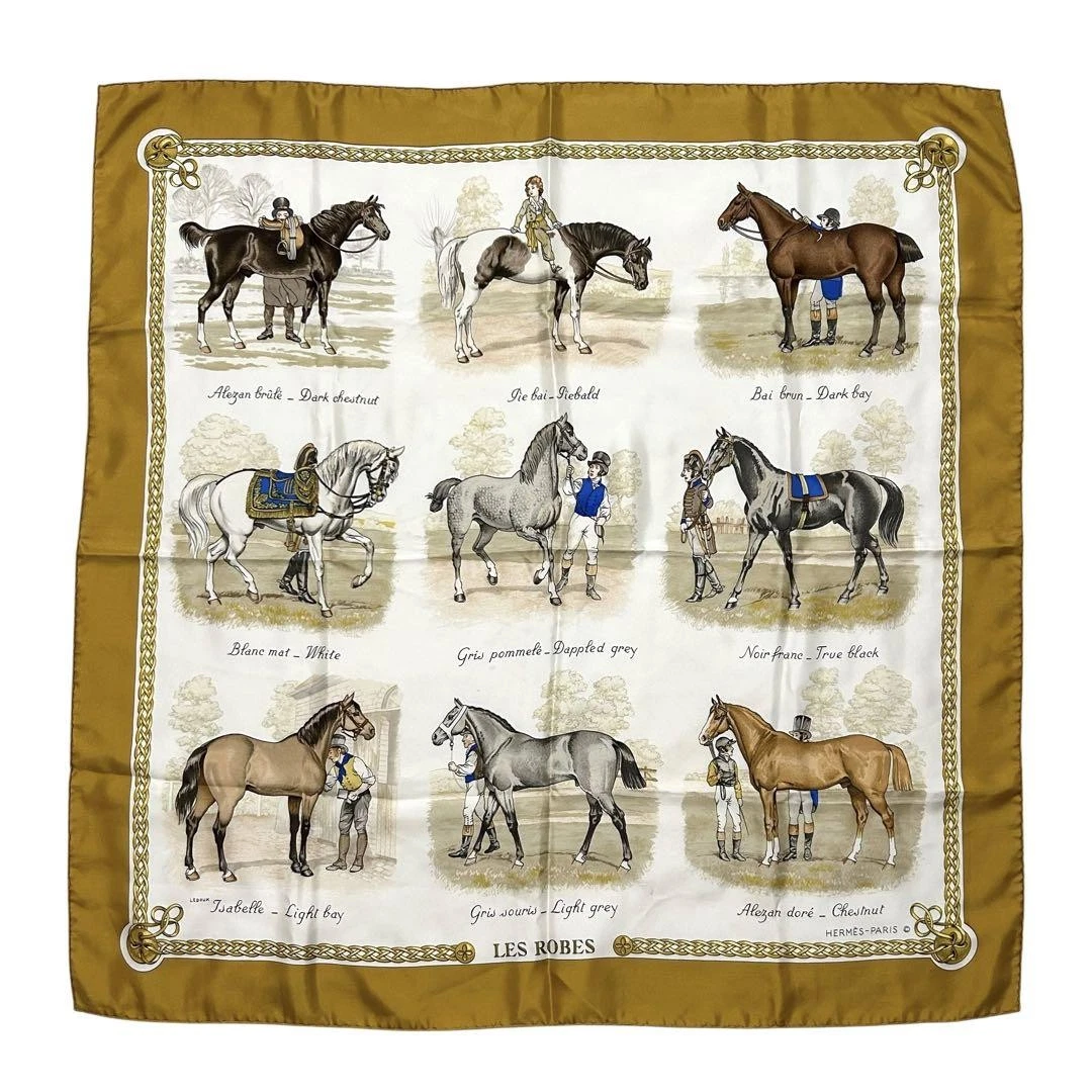 HERMES Foulard en soie LES ROBES 90cm x 90cm Design élégant pour femme