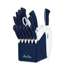 14-Piece Kitchen Knife Set with Block & Sharpener, German High Carbon Stainle...