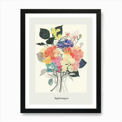 Hortensie 5 Collagen Blumenstrauß gerahmt Wandbild Poster Leinwanddruck Bild