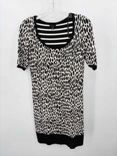 Pre-Owned Ann Taylor White Size Small Knit Knee Length Short Sleeve Dress