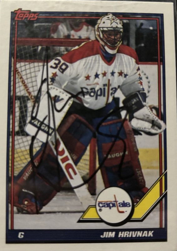 Jim Hrivnak Washington Capitols autographed hockey card (199–92 Topps # 487)