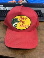 BASS PRO SHOPS Trucker Hat Red Burgundy Snapback Meshback One Size Adjustable
