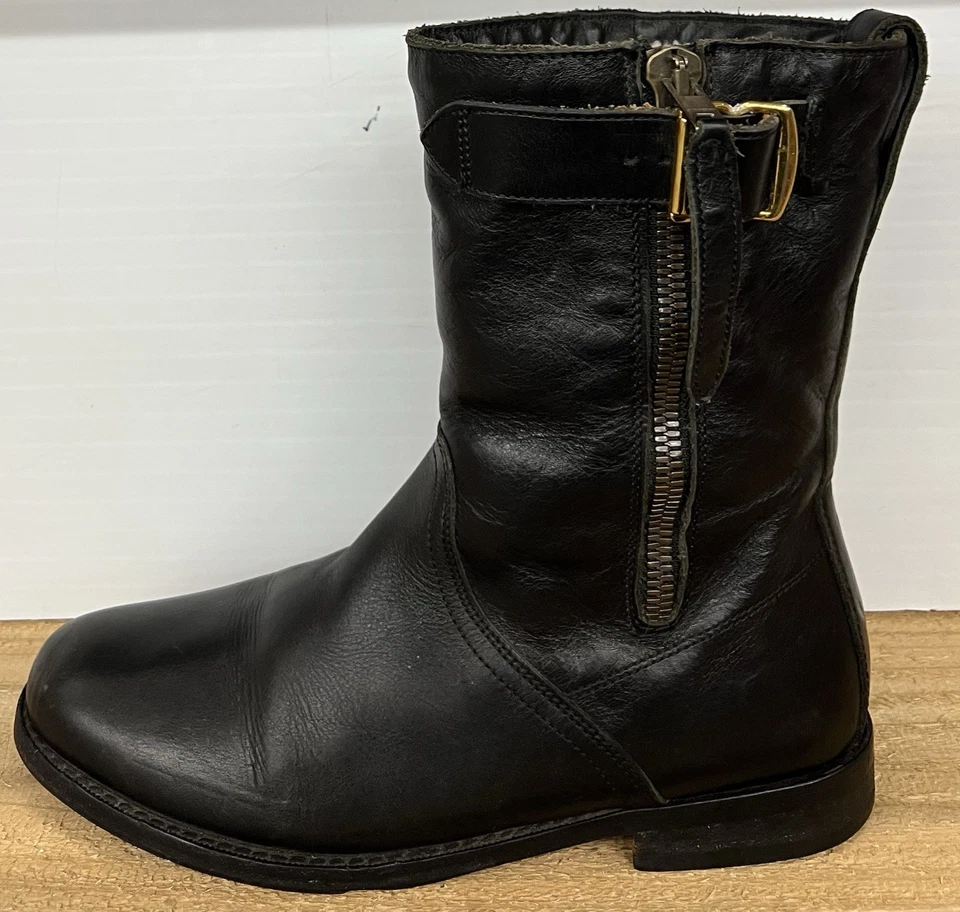Botas de mujer Burberry Kerry de cuero negro con hebilla de piel de oveja talla 36 UE talla 6 EE. UU. Foto 3 de 4