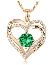 Forever Love Heart Necklaces for Women, Rose Gold-05-May 925 Sterling Silver