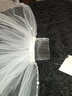 White Elbow Net Wedding Veil with Comb and Beaded Edge — photo 6