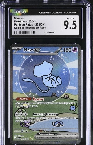 CGC 9.5 Mew ex SIR Paldean Fates 232/091 SV PAF EN Pokemon Card Shining Bubble