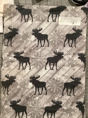 Nursery Flannel Grey  With Black Moose 33  X 42 