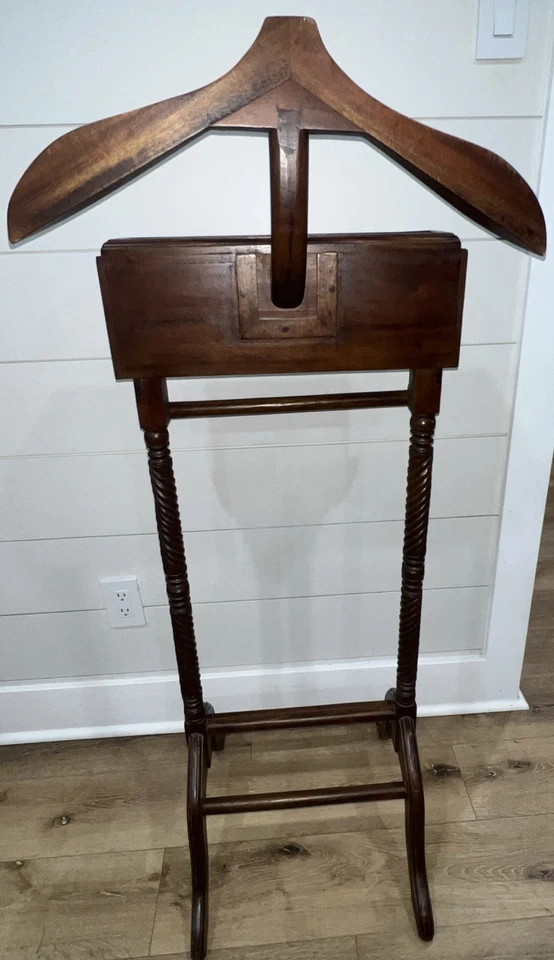 Suporte de manobrista vintage nogueira mordomo cavalheiro dressboy cevada torção com 2 gavetas - Imagem 3 de 4