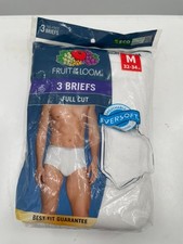 NWT Fruit of the Loom Cotton Full Cut Briefs Men White Cotton Medium - Pack of 3