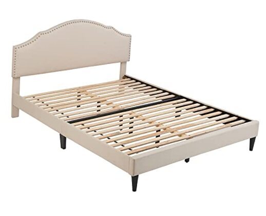 Upholstered Platform Bed Frame Mattress Foundation with Fabric Upholstered