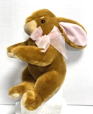 Commonwealth Bunny Rabbit Plush Stuffed Animal Brown Pink Ribbon Easter 2007 11”