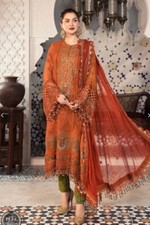 Pakistani Indian Maria.B Embroidered Chickankari Heavy Cutwork Wedding Suit 2024