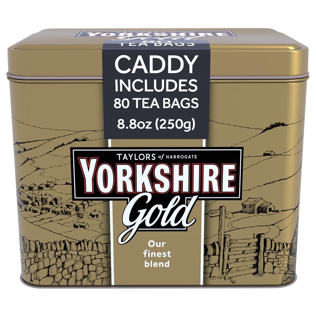 Taylors of Harrogate Yorkshire Gold Tin 80 Teabags Packaging may
