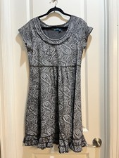 Fresh Produce Dress Small Ruffles Blue/Gray Print Mini Dress Made in USA