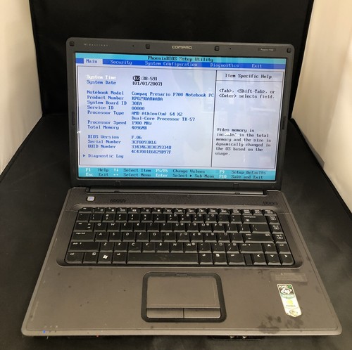 HP Compaq 15" Widescreen Laptop F700 AMD Athlon 64 x2 Dual-Core TK-57 @ 1.9 GHz