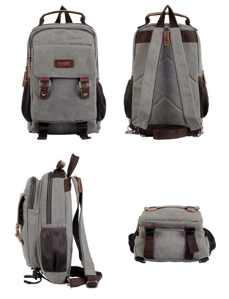 Convertible Canvas Small Mini Backpack Rucksack Chest Pack Sling