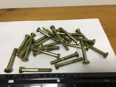 Qty (25) 1/4-28 X 2  Grade * Hex Screws, Yellow Zinc Plated