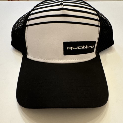 Genuine AUDI Quattro SnapBack Mesh Trucker Hat 5 Panel Cap ACM4902 Black White