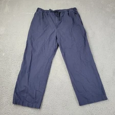 Oak Hill Linen Pants Mens 1X (meas 38x29) Navy Blue Blend Chino