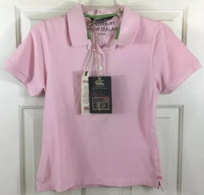 Canterbury of New Zealand Rugby Shirt Women s Small Pink Daisy SS Polo New! $78