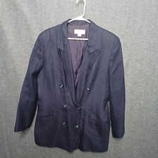 VTG Liz Claiborne Collection Womens 14 Double Breasted Blazer Blue Buttons USA