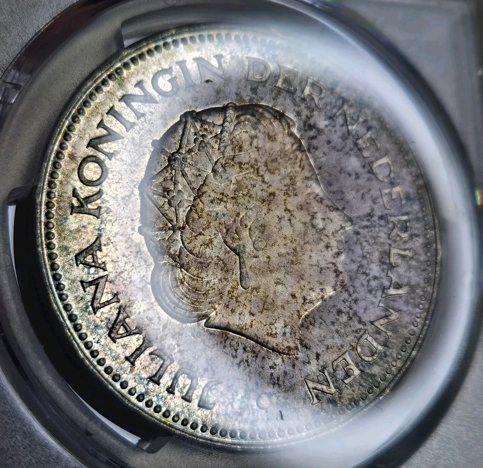 1970 Netherlands Liberation Silver 10 Gulden PCGS PL66 Toned Gem Uncirculated - Image 4 of 4