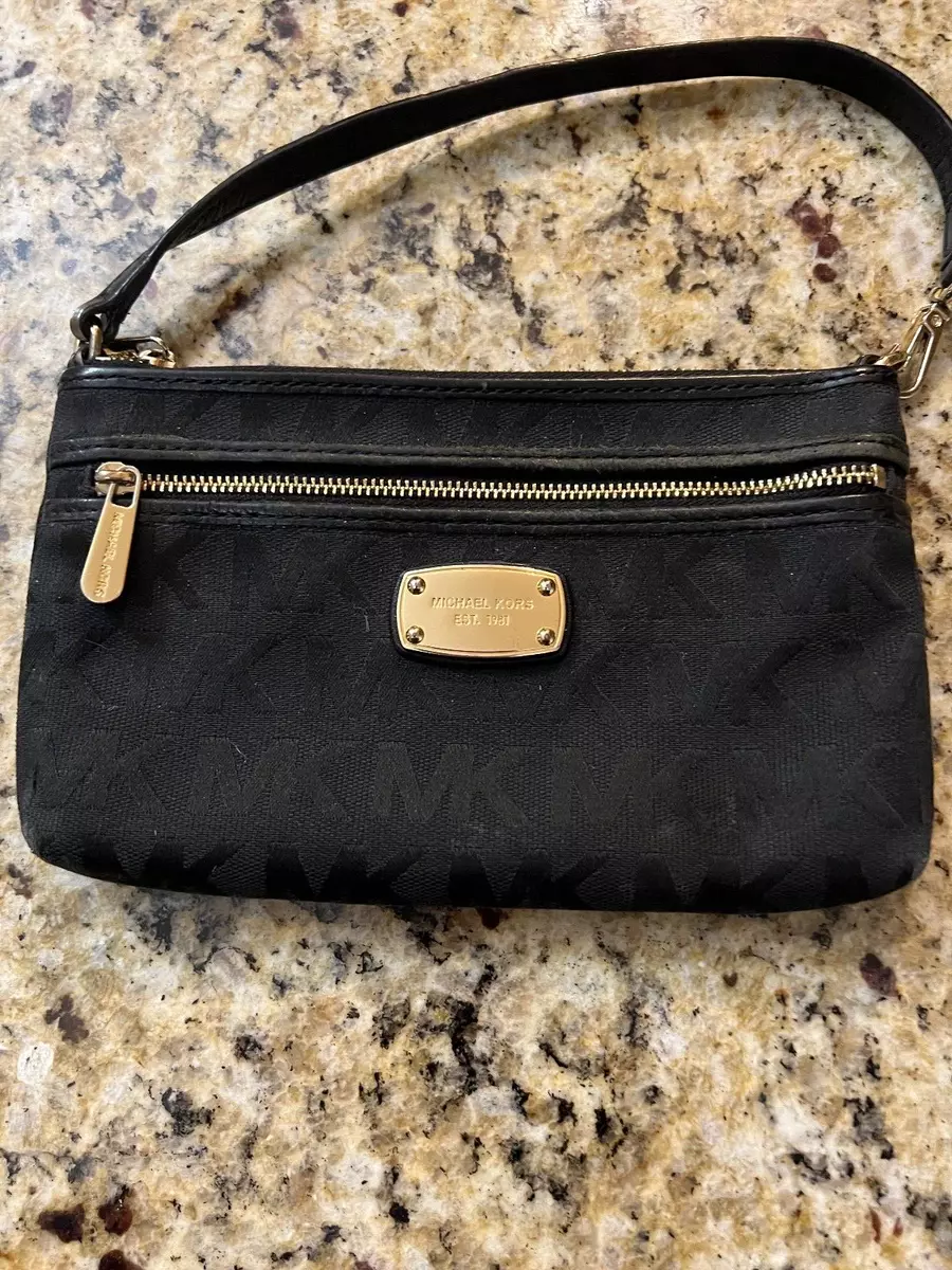 Michael Kors MK Women s Black Signature Wristlet With CC Slots eBay