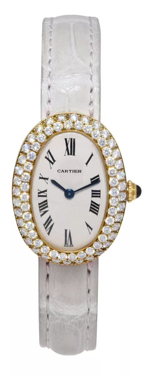 Cartier white gold watch shop with diamonds