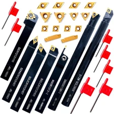 Indexable Lathe Turning Tool 21Pcs Kit 1/2" (12mm) Shank Includes 7Pcs Metal New
