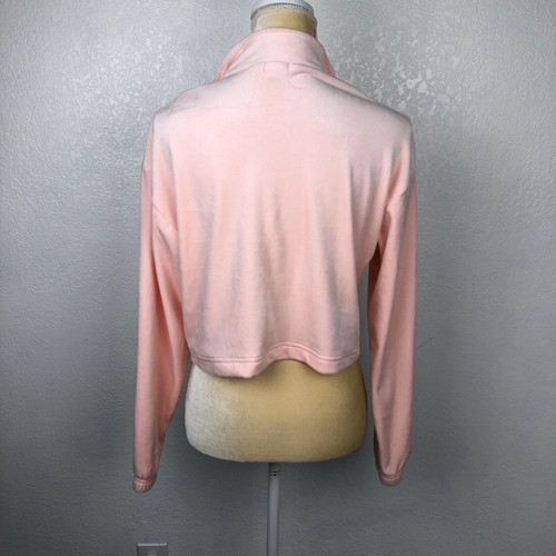 Forever 21 Super Soft Pink Velour Half Zip Up Cropped Long Sleeve Top Size S NWT - Picture 3 of 7