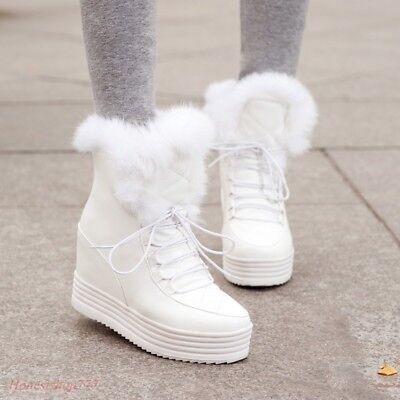 Details about   Women's Wedge Heel Snow Boots Ladies Fur Lined Winter College Lace Ups Booties