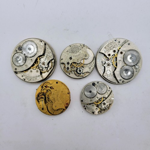 5 WALTHAM Pocket Watch Movement Part Lot - Various Sizes / Grades - Picture 2 of 7