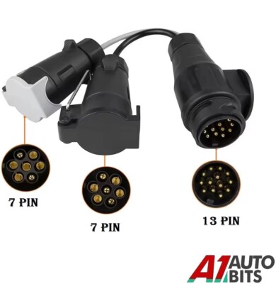 Adaptor Plug 13 Pin to 7 Pin Extension Lead 12V For Caravan Camper Truck Lorry