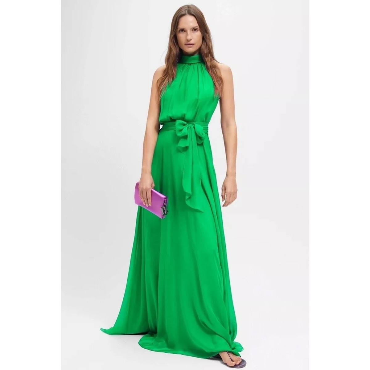 New AUTH Carolina Herrera Silk Chiffon Maxi Dress, Runway