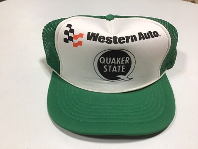 Quaker State Oil Western Auto  Trucker Hat  Cap Green White Snap Back Never Worn