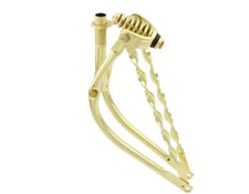 NEW Original 20" Lowrider Bent Bicycle Spring Fork 1" W/Twisted Bars In Gold.