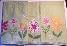 Pottery Barn Kids 1 Valance Curtain Green Cotton Pink Floral Daisy Garden Lined