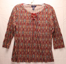 Chaps Denim Tunic Size XL Multicolor 3/4 Sleeve Cotton