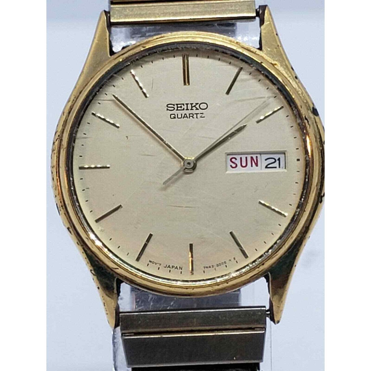Seiko Men's Vintage Day Date Gold Tone 33mm Watch 7n43-8a89 | eBay