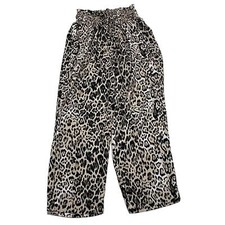 WAYF Pants Women's M Medium Brown Black Cheetah Print Wide Leg Cropped