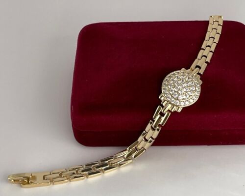 Luxus Panzer Kette Armband Zirkonia 585er Gold 14K vergoldet 17cm Damen Geschenk - Bild 6 von 7