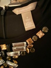 Banana Republic Size 6 Navy Blue Lined Dress Embellishments Pockets